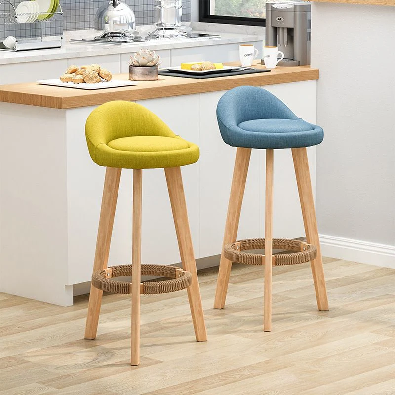 Sgabello da bar scandinavo per la casa legno massello Sgabello poggiapiedi con finitura opaca Clearhalo