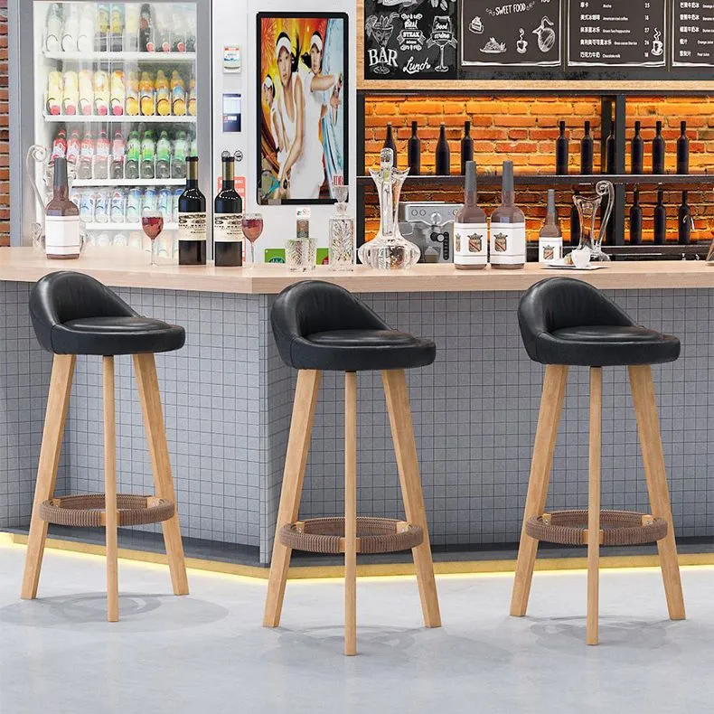 Sgabello da bar scandinavo per la casa legno massello Sgabello poggiapiedi con finitura opaca Clearhalo