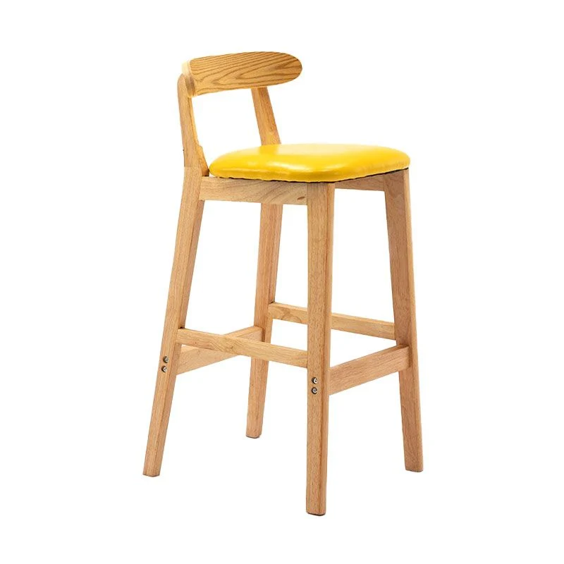 Sgabello da bar scandinavo per la casa legno di gomma Sgabello imbottito con finitura opaca Clearhalo