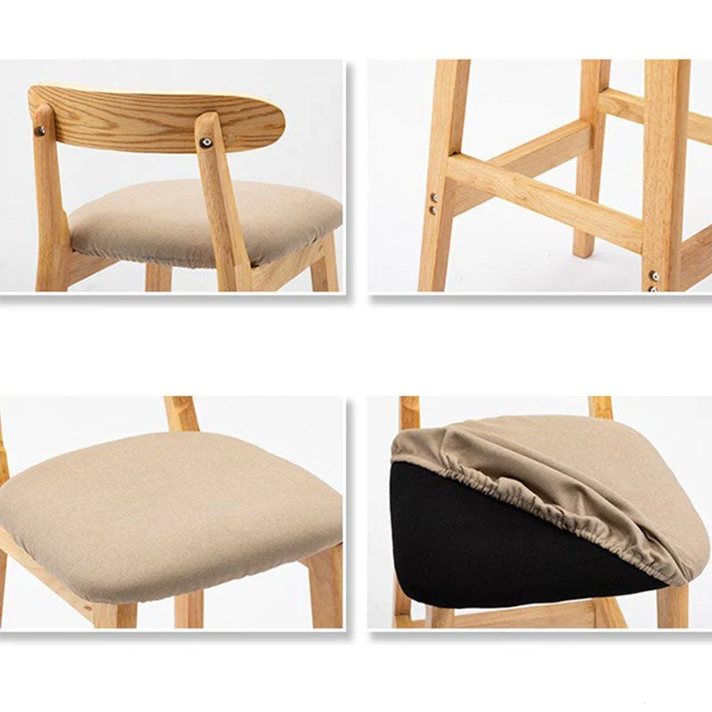 Sgabello da bar scandinavo per la casa legno di gomma Sgabello imbottito con finitura opaca Clearhalo