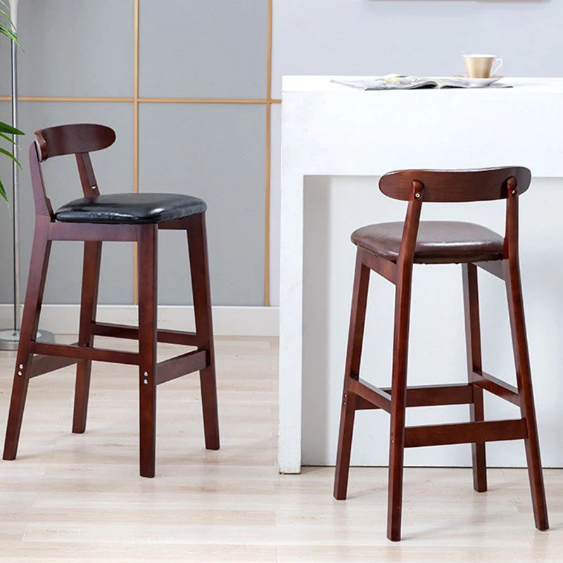 Sgabello da bar scandinavo per la casa legno di gomma Sgabello imbottito con finitura opaca Clearhalo