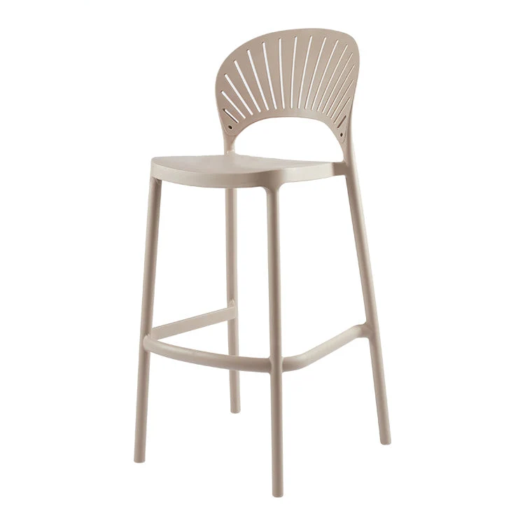 Sgabello da bar scandinavo plastica con finitura opaca Milk Tea Shop Sgabello con schienale completo Clearhalo