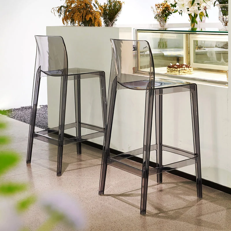 Sgabello da bar scandinavo senza braccioli Sgabello da bancone acrilico con schienale basso Clearhalo