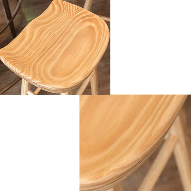 Sgabello da bar semplice industriale legno Sgabello alto per interni con seduta sagomata Clearhalo