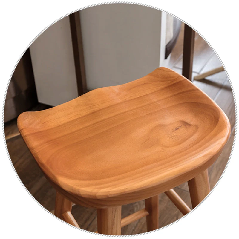 Sgabello da bar semplice industriale legno Sgabello alto per interni con seduta sagomata Clearhalo