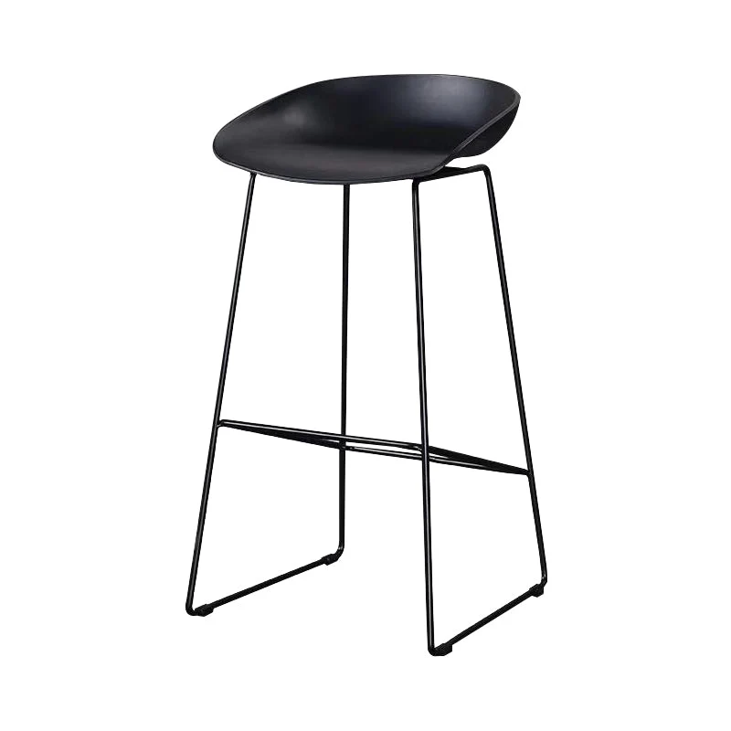Sgabello da bar semplice nordico per interni Sgabello alto acciaio con schienale basso e seduta plastica Clearhalo