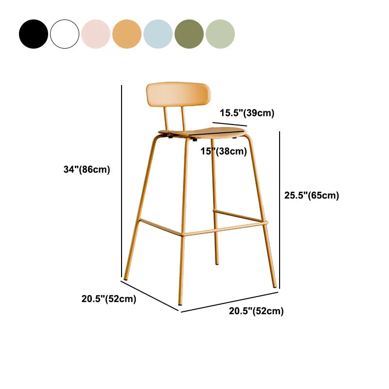 Sgabello da bar senza braccioli con schienale moderno Sgabello da bar metallo con cuscino plastica Clearhalo