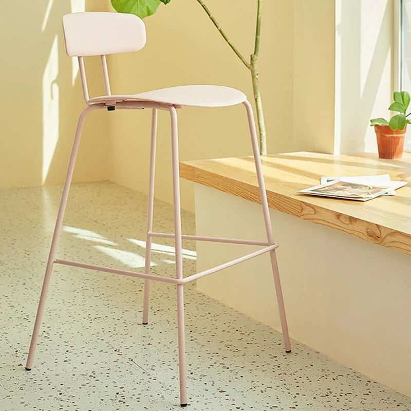 Sgabello da bar senza braccioli con schienale moderno Sgabello da bar metallo con cuscino plastica Clearhalo