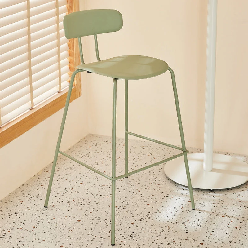 Sgabello da bar senza braccioli con schienale moderno Sgabello da bar metallo con cuscino plastica Clearhalo