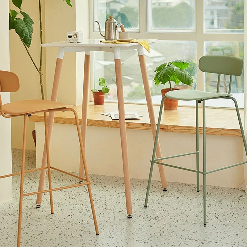 Sgabello da bar senza braccioli con schienale moderno Sgabello da bar metallo con cuscino plastica Clearhalo