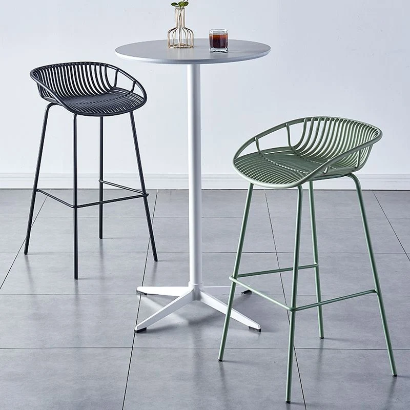 Sgabello da bar senza braccioli con schienale industriale Sgabello da bar metallo con 4 gambe Clearhalo