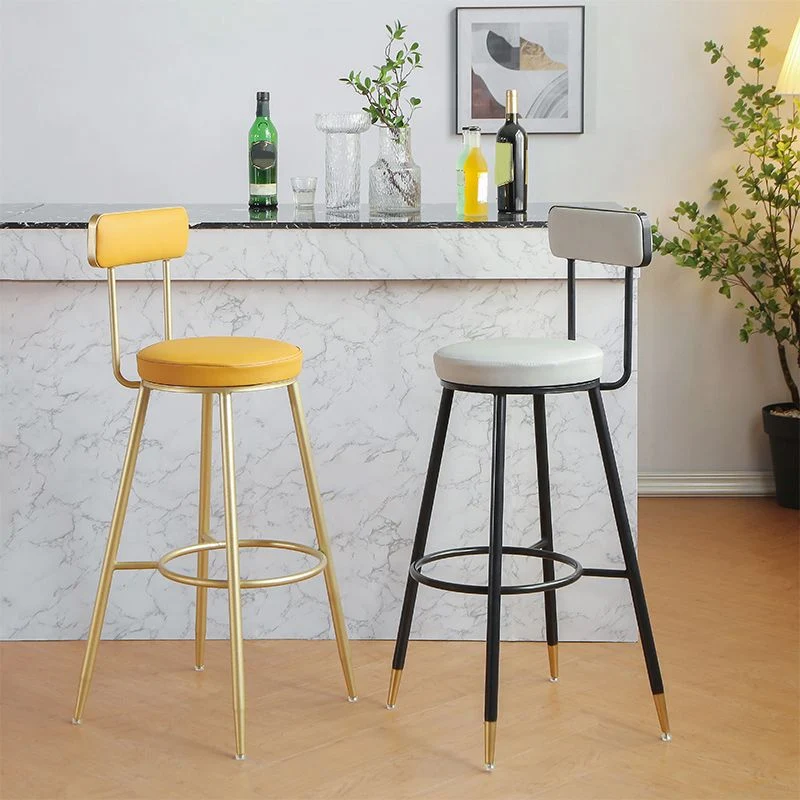 Sgabello da bar senza braccioli imbottito stile Glam per interni Clearhalo