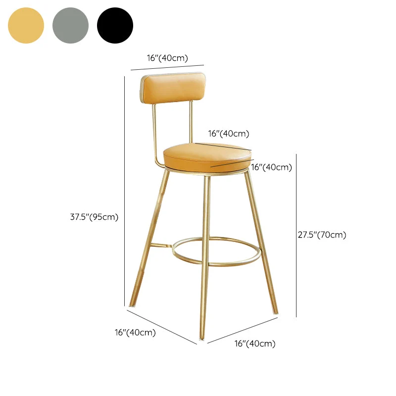 Sgabello da bar senza braccioli imbottito stile Glam per interni Clearhalo