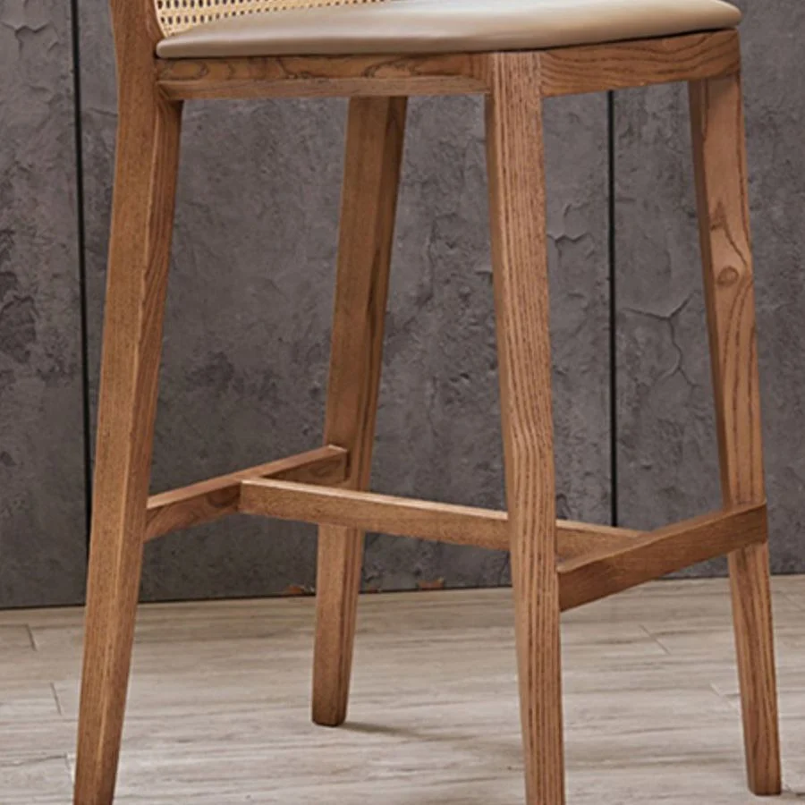 Sgabello da bar senza braccioli legno massello con schienale basso per la casa Clearhalo