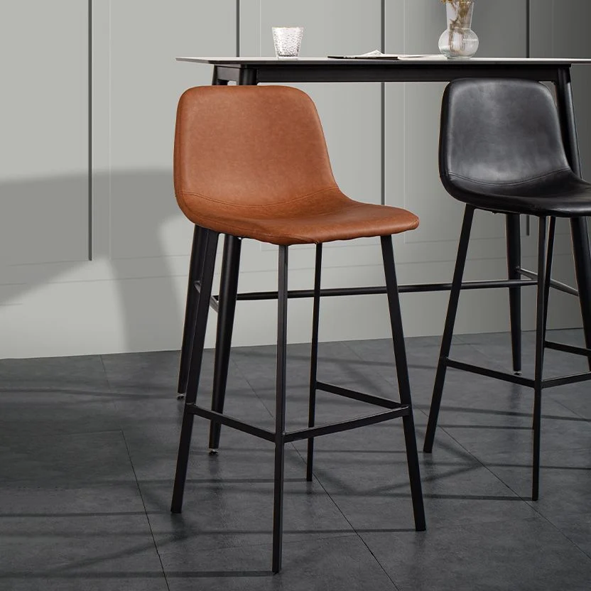 Sgabello da bar senza braccioli per sala da pranzo scandinavo metallo. Sgabello da bar con schienale basso Clearhalo