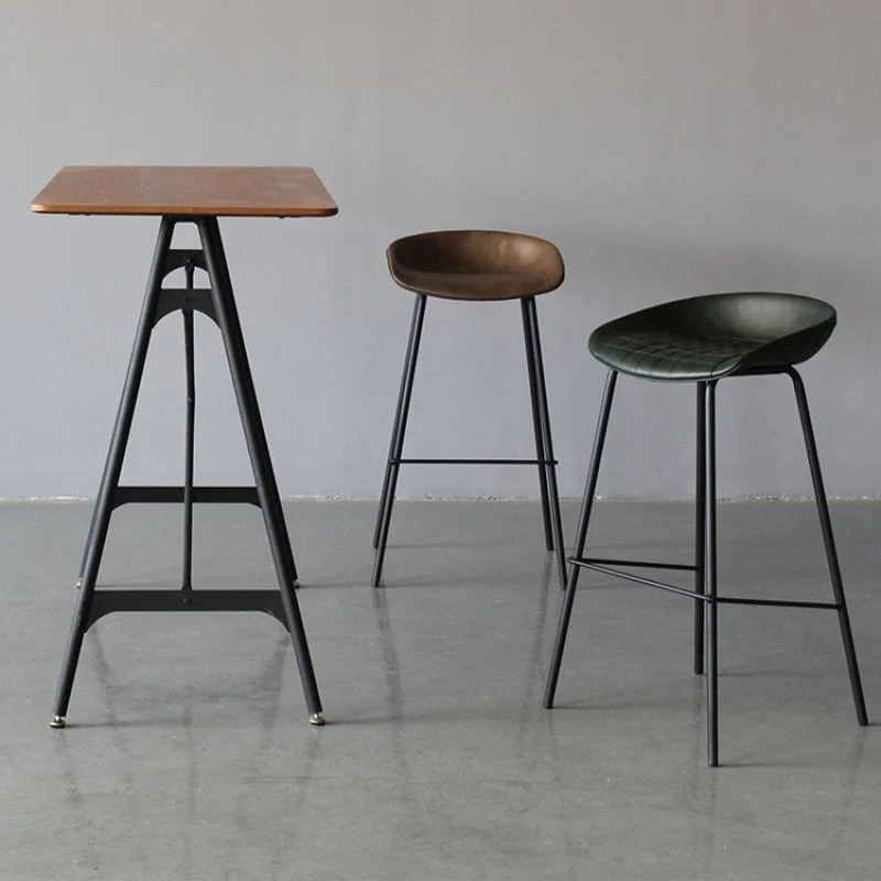 Sgabello da bar senza braccioli per sala da pranzo, cucina scandinava metallo, con schienale basso Clearhalo