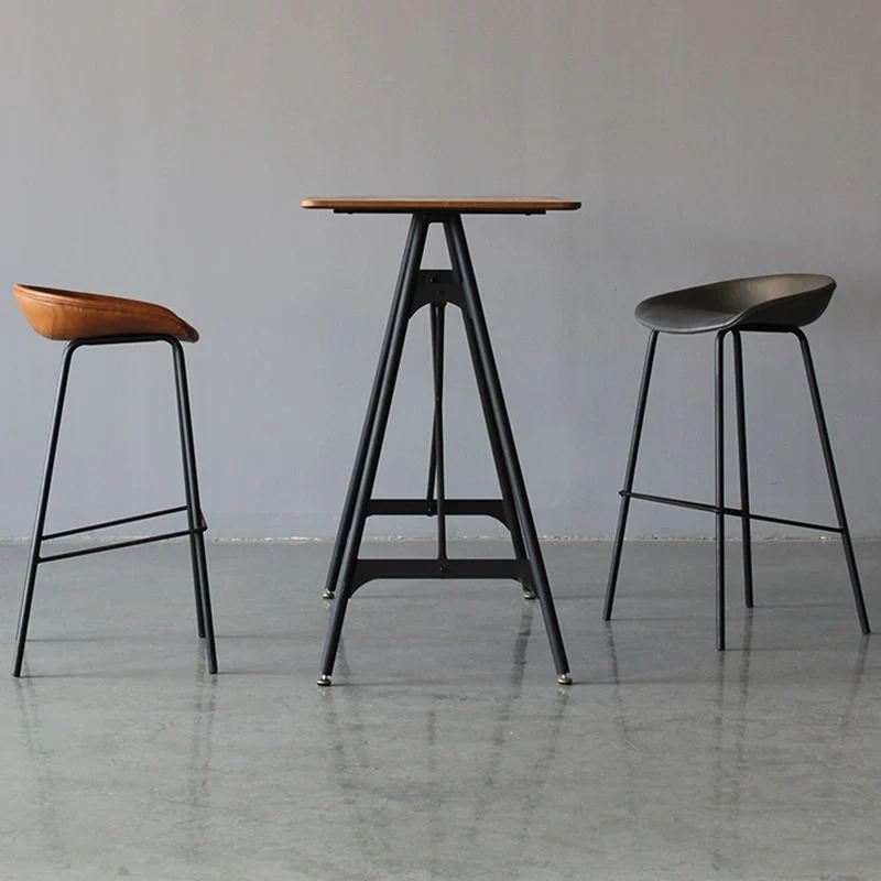 Sgabello da bar senza braccioli per sala da pranzo, cucina scandinava metallo, con schienale basso Clearhalo