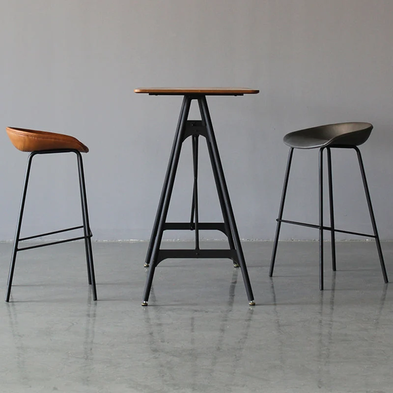 Sgabello da bar senza braccioli per sala da pranzo, cucina scandinava metallo, con schienale basso Clearhalo