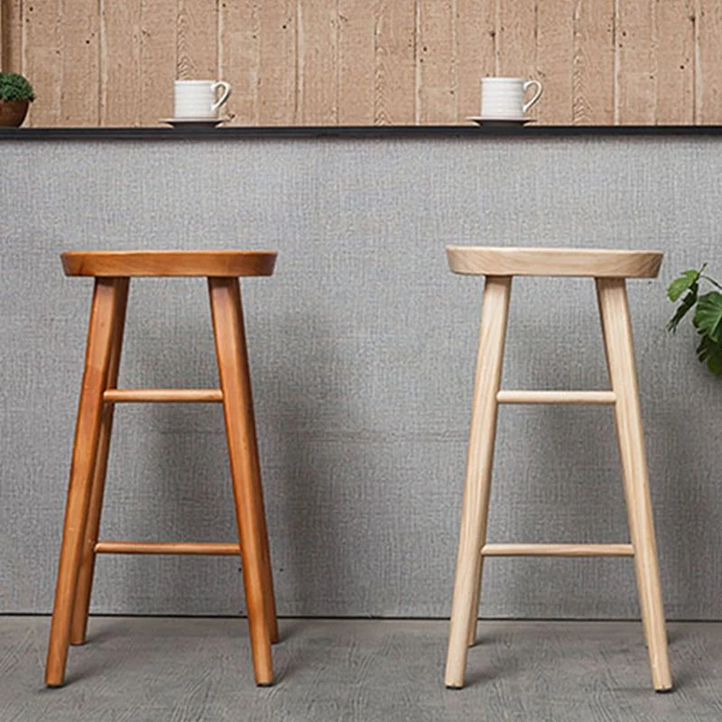 Sgabello da bar senza schienale con sedile sella per interni legno massello Clearhalo