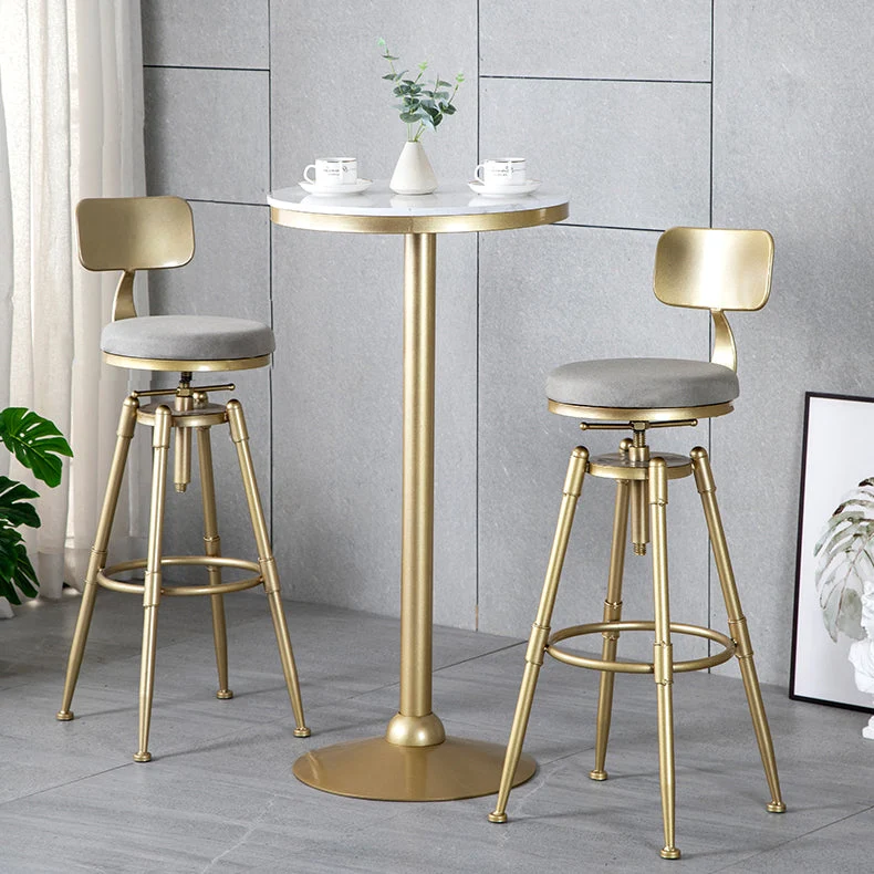 Sgabello da bar stile glam da salotto Sgabello da bar dorato 4 gambe con pedale Clearhalo
