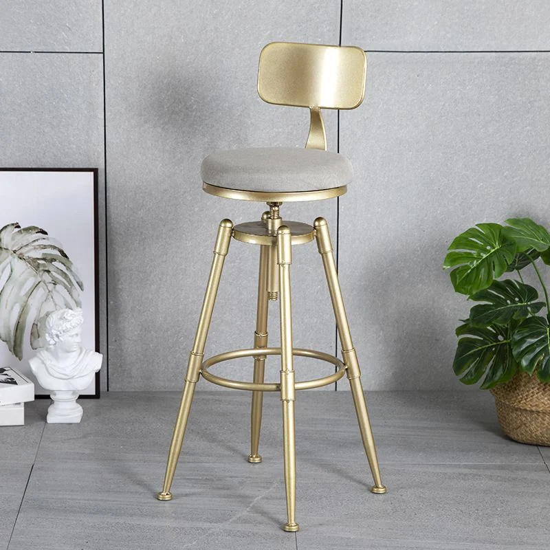 Sgabello da bar stile glam da salotto Sgabello da bar dorato 4 gambe con pedale Clearhalo