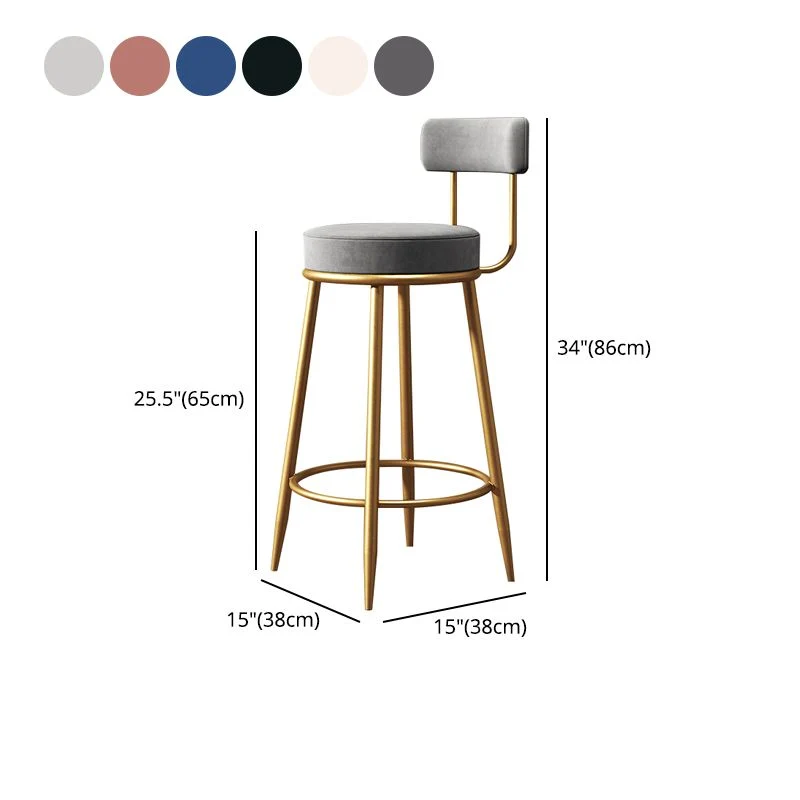 Sgabello da bar stile Glam Sgabello da bar rotondo con gambe metallo Clearhalo