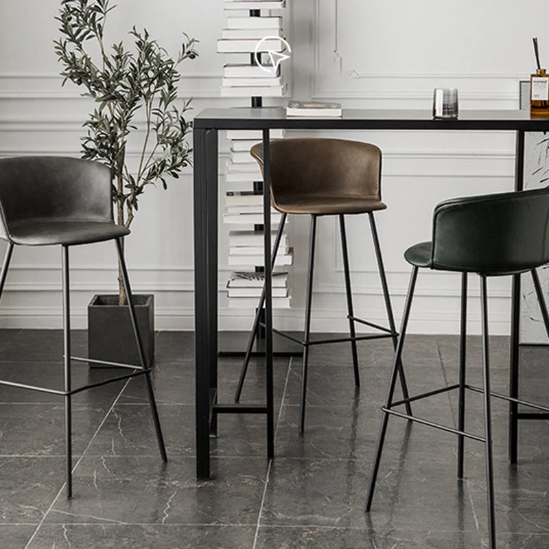 Sgabello da bar stile industriale Sgabello da bancone pelle PU con gambe metallo Clearhalo