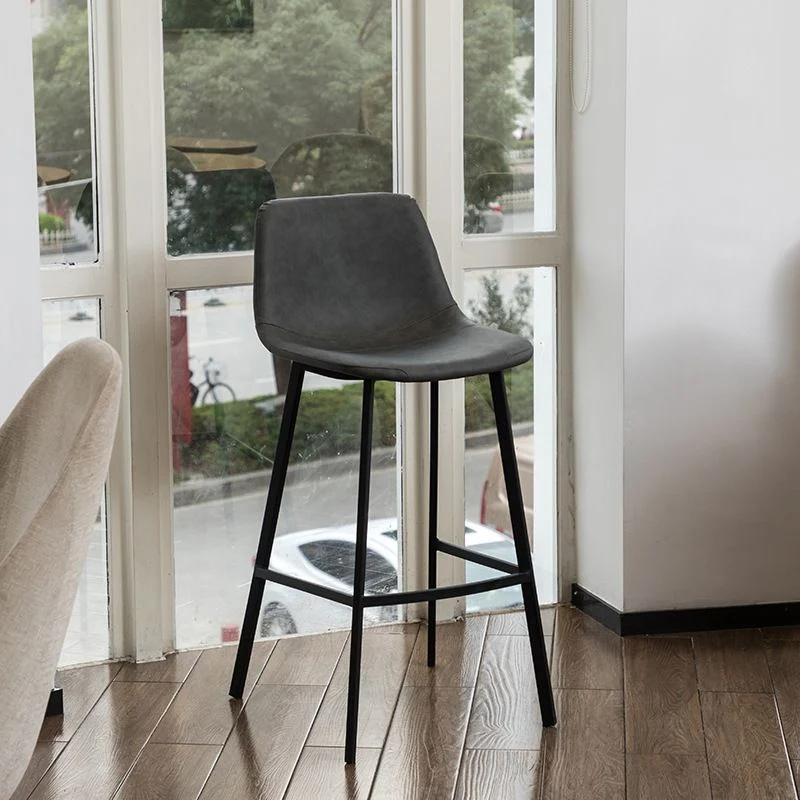 Sgabello da bar stile industriale Sgabello da bar 4 gambe nero per interni per caffetteria Clearhalo