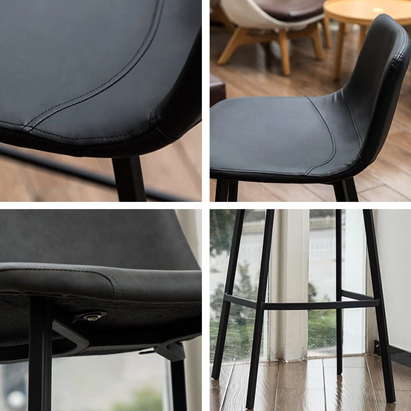 Sgabello da bar stile industriale Sgabello da bar 4 gambe nero per interni per caffetteria Clearhalo