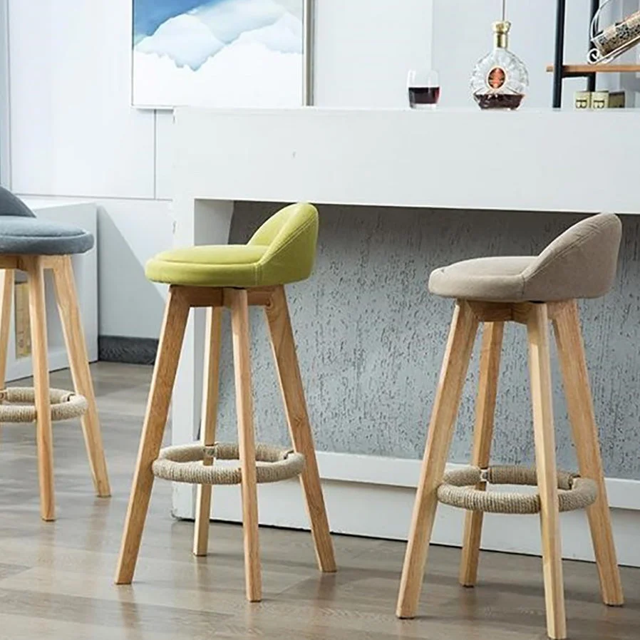 Sgabello bar stile moderno con schienale basso Sgabello bar legno per ristorante Clearhalo