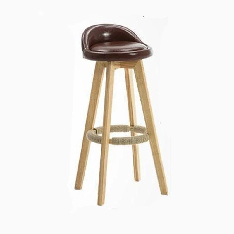 Sgabello bar stile moderno con schienale basso Sgabello bar legno per ristorante Clearhalo