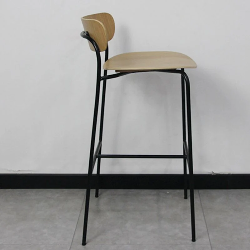 Sgabello da bar stile moderno legno e metallo con poggiapiedi Sgabello da bar semplice con schienale basso Clearhalo