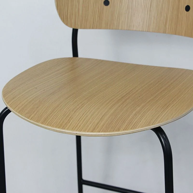 Sgabello da bar stile moderno legno e metallo con poggiapiedi Sgabello da bar semplice con schienale basso Clearhalo