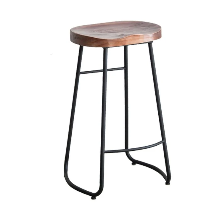 Sgabello da bar stile moderno senza schienale Sgabello da bar con sedile sella e gambe metallo Clearhalo