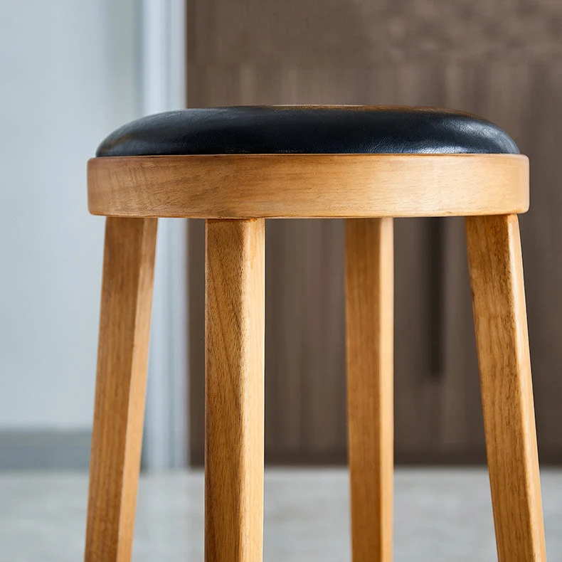 Sgabello da bar stile moderno Sgabello da bancone rotondo con gambe legno per cucina Clearhalo