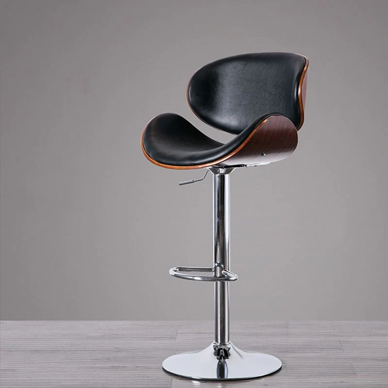 Sgabello da bar stile moderno Sgabello da bar regolabile pelle con gambe metallo Clearhalo