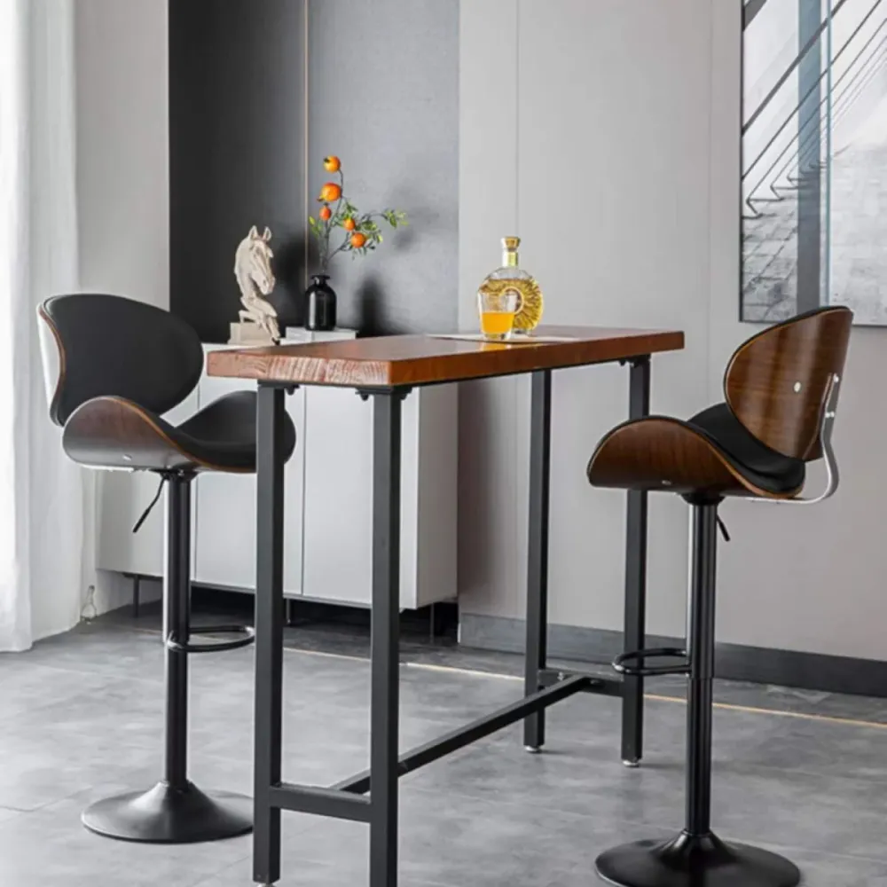 Sgabello da bar stile moderno Sgabello da bar regolabile pelle con gambe metallo Clearhalo