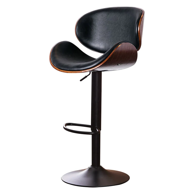 Sgabello da bar stile moderno Sgabello da bar regolabile pelle con gambe metallo Clearhalo