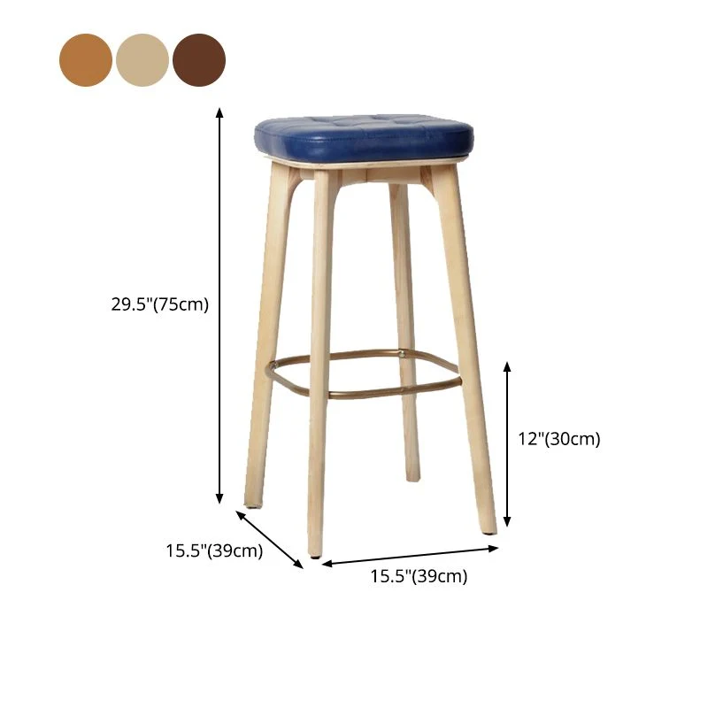 Sgabello da bar stile moderno Sgabello da bar da bancone pelle PU con gambe legno Clearhalo