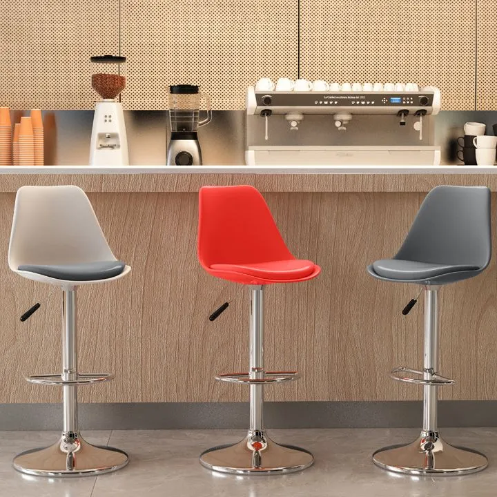 Sgabello da bar stile moderno Sgabello da bar alzabile da bancone con gambe metallo Clearhalo
