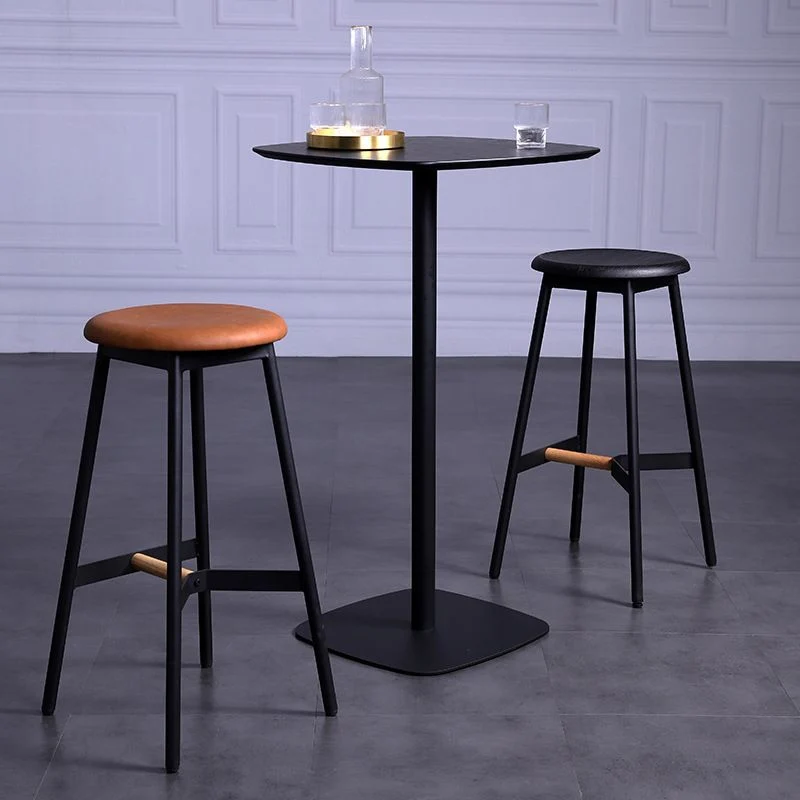 Sgabello da bar stile moderno Sgabello da bar con seduta rotonda e gambe metallo per la casa Clearhalo