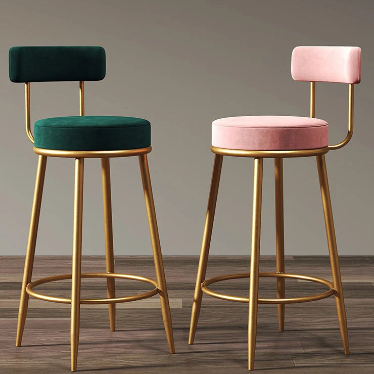 Sgabello da bar stile nordico glam Sgabello da bar rotondo con gambe metallo Clearhalo