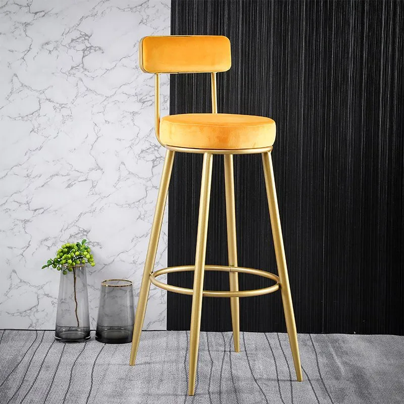 Sgabello da bar stile nordico glam Sgabello da bar rotondo con gambe metallo per la casa Clearhalo