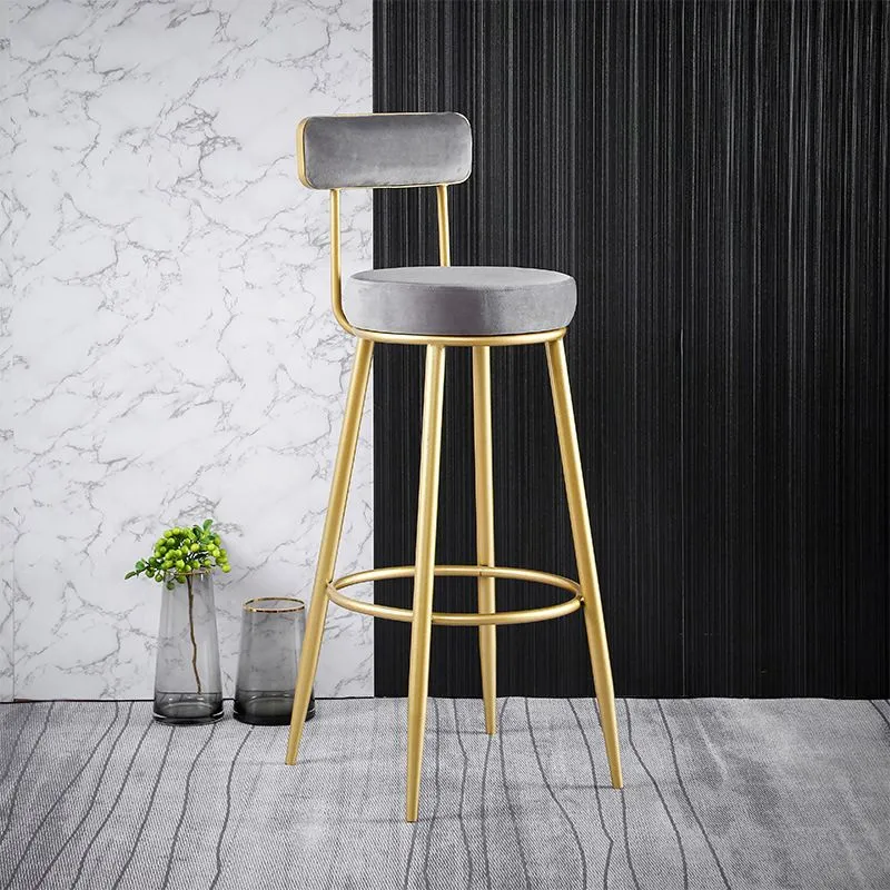 Sgabello da bar stile nordico glam Sgabello da bar rotondo con gambe metallo per la casa Clearhalo