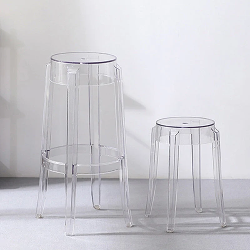 Sgabello da bar stile nordico Sgabello da bar rotondo con gambe plastica per la casa Clearhalo