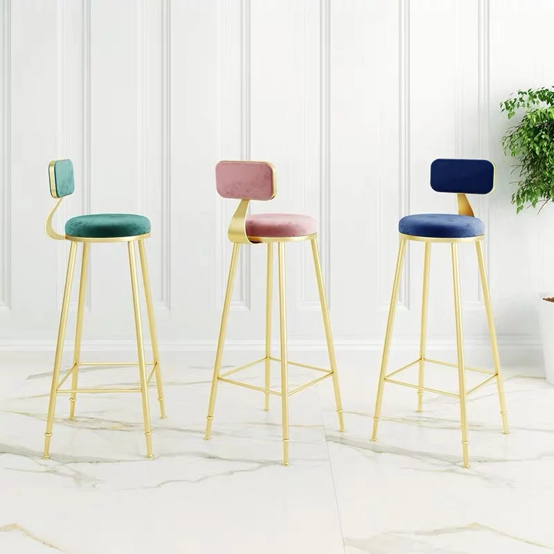 Sgabello da bar stile scandinavo con gamba metallo e seduta rotonda, sedia da bancone per cucina Clearhalo