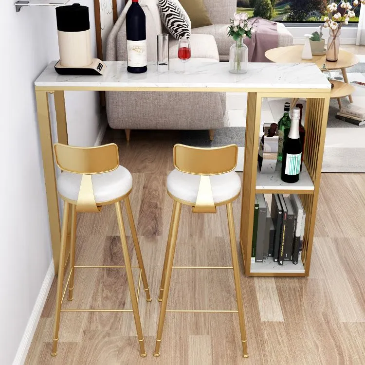 Sgabello da bar stile scandinavo con gamba metallo e seduta rotonda, sedia da bancone per cucina Clearhalo