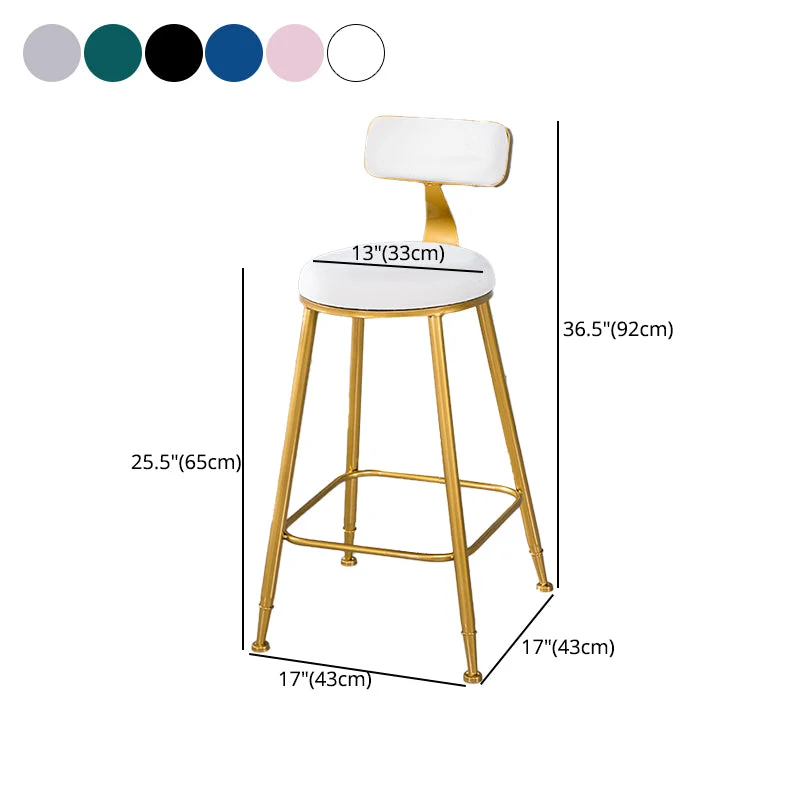 Sgabello da bar stile scandinavo con gamba metallo e seduta rotonda, sedia da bancone per cucina Clearhalo