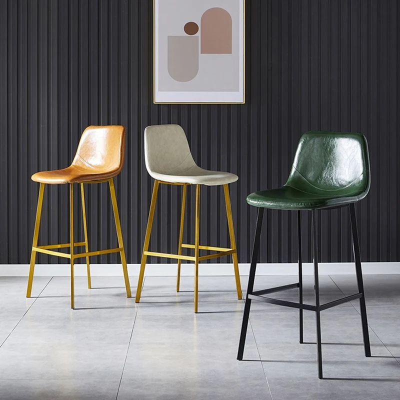 Sgabello da bar stile scandinavo con seduta quadrata pelle Sgabello da bancone Sgabello da bar da cucina Clearhalo