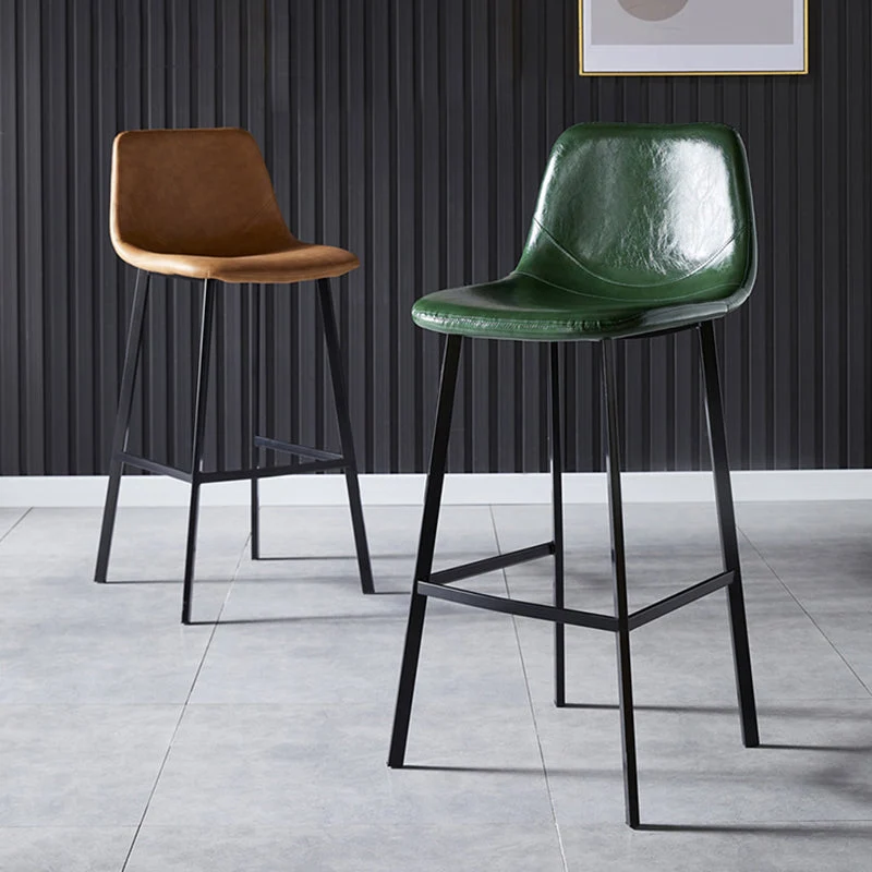 Sgabello da bar stile scandinavo con seduta quadrata pelle Sgabello da bancone Sgabello da bar da cucina Clearhalo